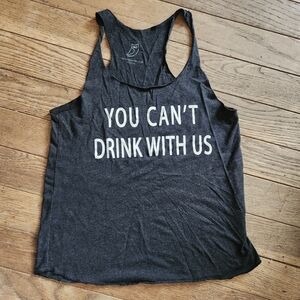 Charcoal Graphic Racerback Tank - You Can't Drink With Us-Med